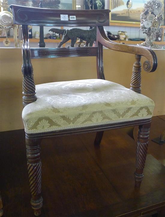 George IV mahogany elbow chair(-)